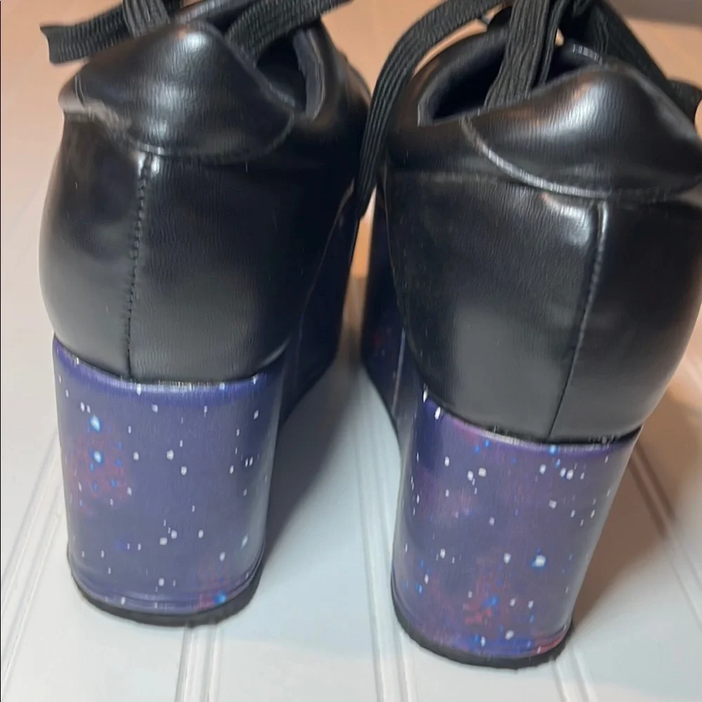 Hot Topic Black Platform Sneakers with Galaxy Print